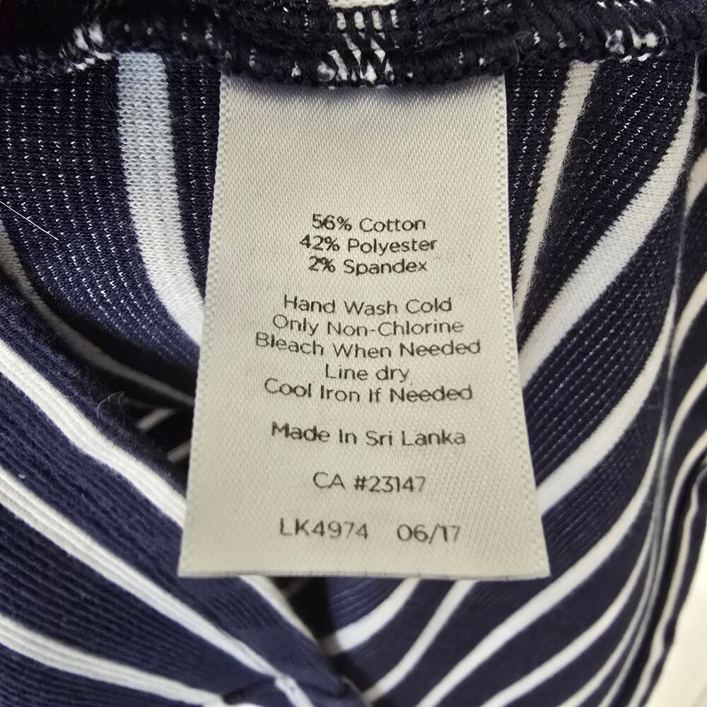 Talbots Roll Neck Striped Knit Shift Dress 3/4 Sleeves Navy Blue Size Large - Picture 8 of 8